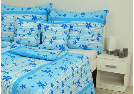 Krepové povlečení Modré kvítky