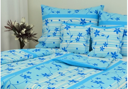 Krepové povlečení Modré kvítky