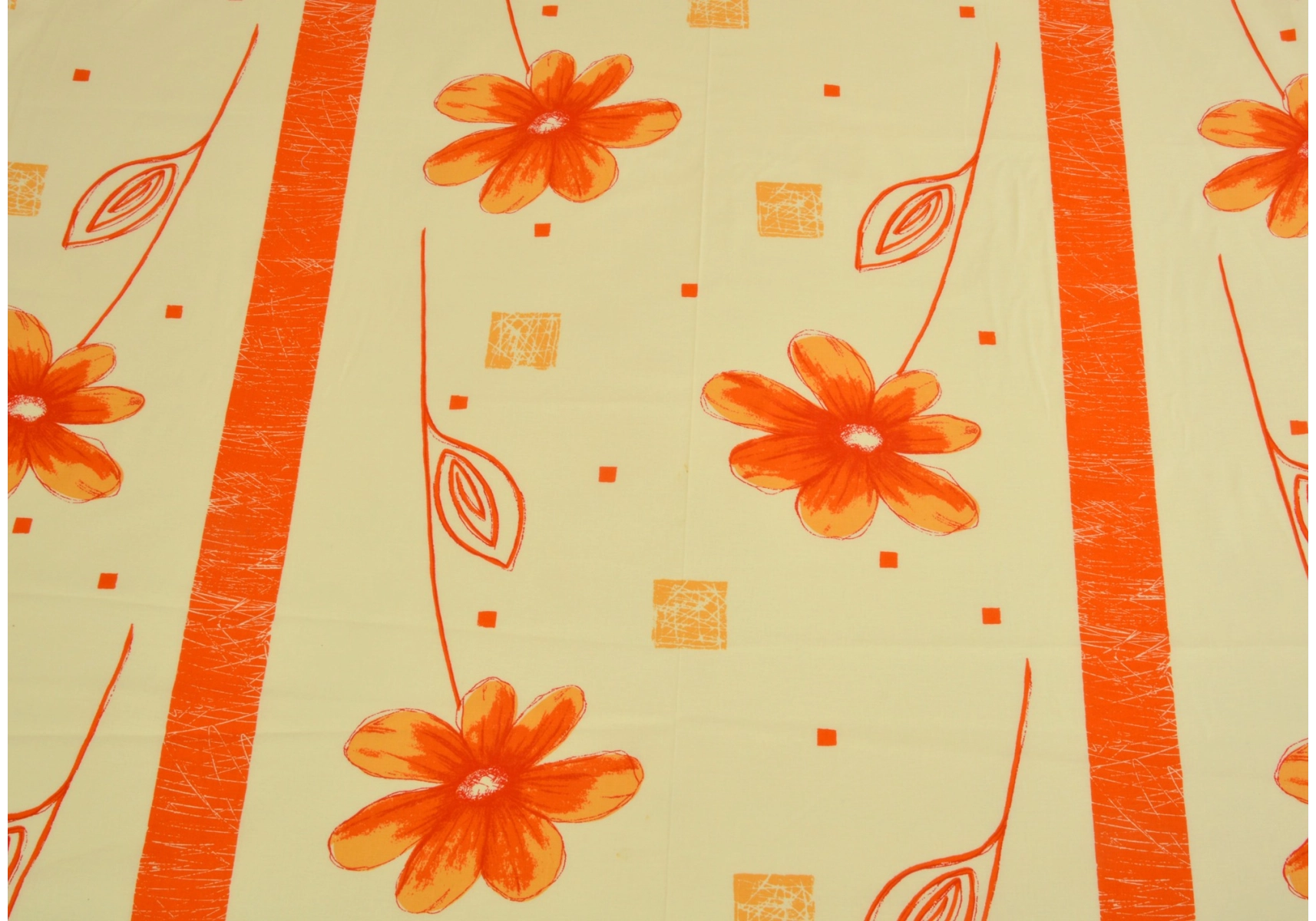 Oranžová květina bavlna lux metráž