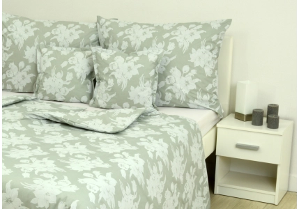 Bavlněné povlečení Bílá kytka na šedivém podkladu