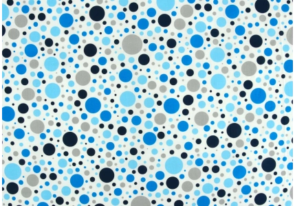 Modrý a šedivý puntík na bílém podkladu bavlna lux metráž