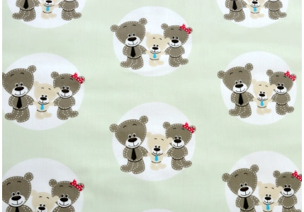 Bavlněné povlečení Medvídek v kolečku zelenkavá