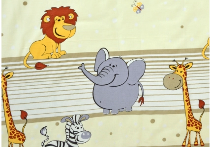 Bavlněné povlečení Lvíček se zvířátky s hnědým pruhem