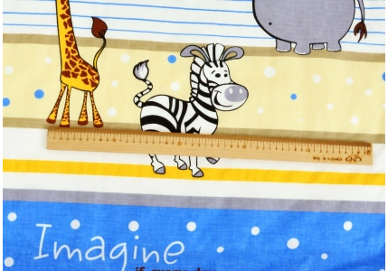 Bavlněné povlečení Lvíček se zvířátky s modrým pruhem