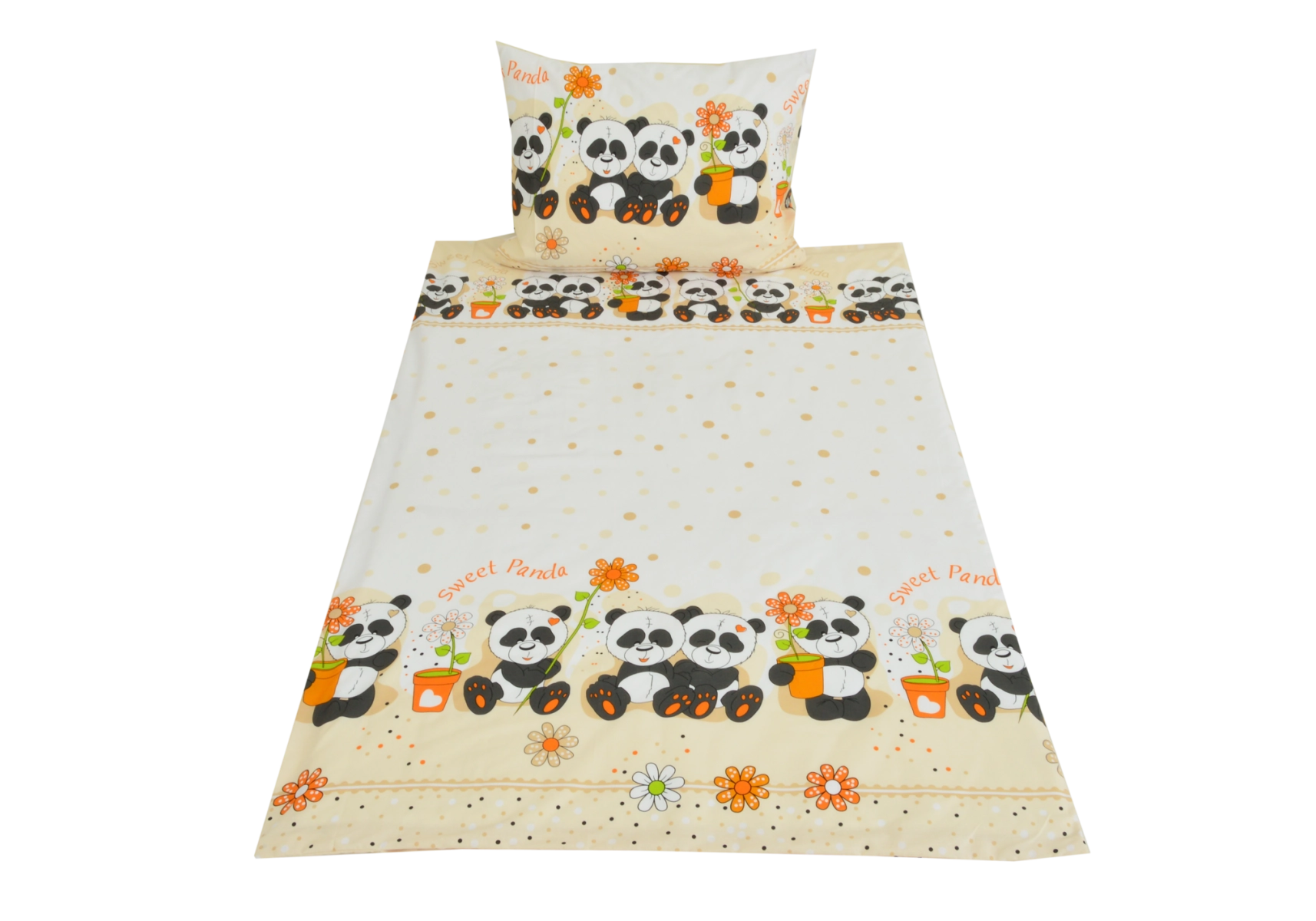 Panda oranžová (dětská bavlna obrazová)