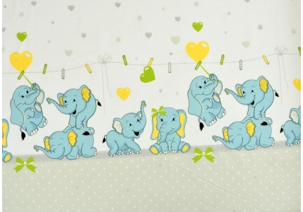 Bavlněné povlečení Slůňátka modrá
