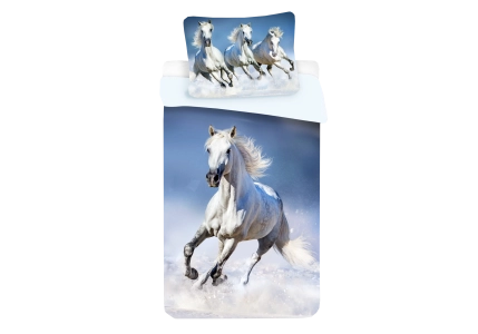Bavlněné povlečení Horses White 140x200