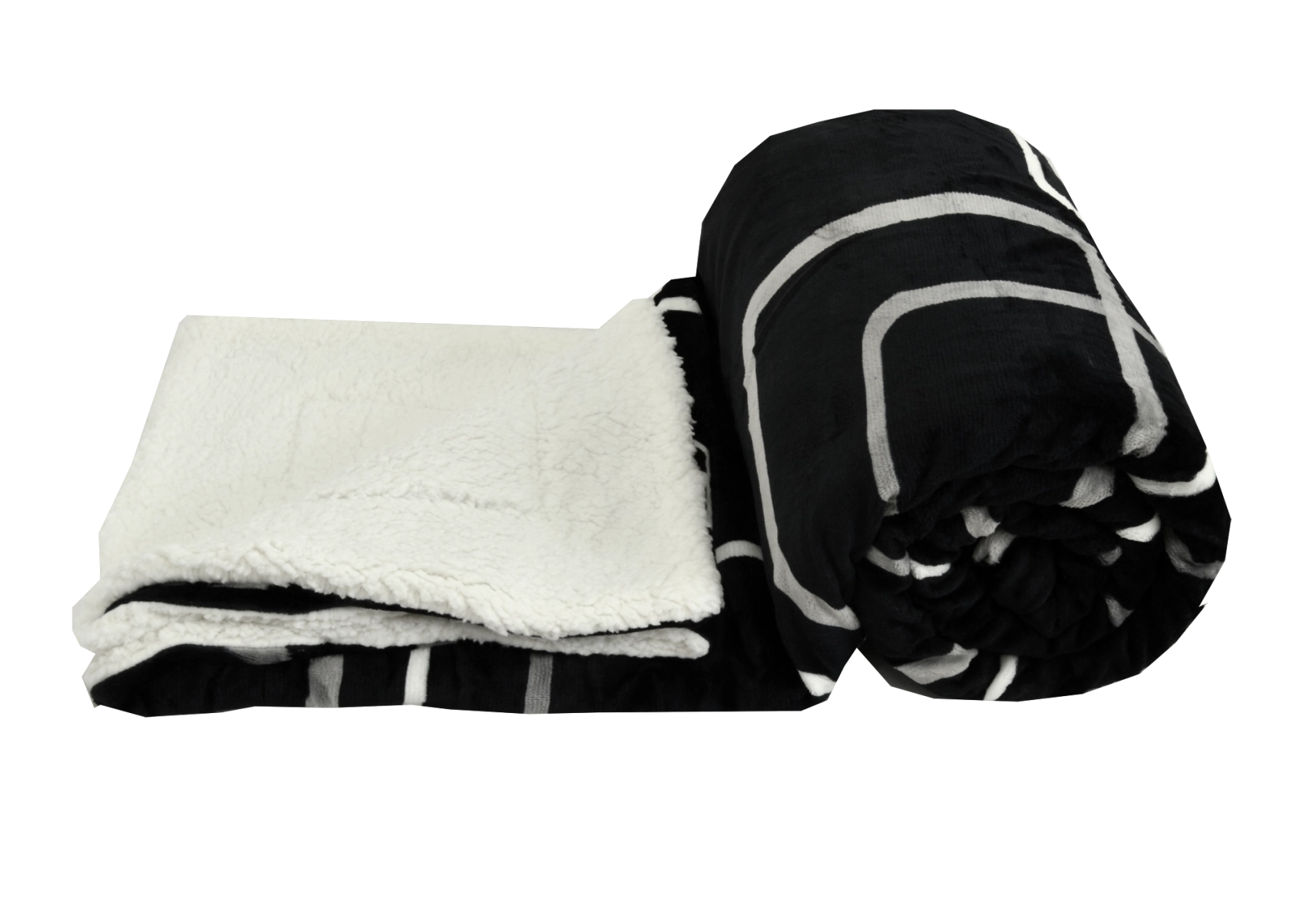 Mikroplyšová deka s beránkem - Čtverce černobílé