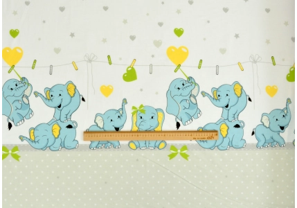 Modrý slon ( bavlna dětská obrazová) 90x135 II.Jakost