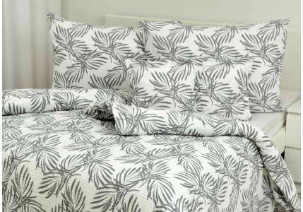 Krepové povlečení Šedé listy