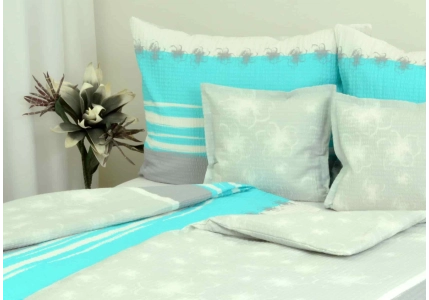 Krepové povlečení Šedo tyrkysové pruhy