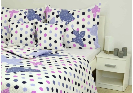 Krepové povlečení Fialovo růžový motýl