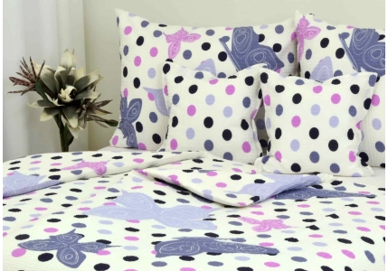 Krepové povlečení Fialovo růžový motýl