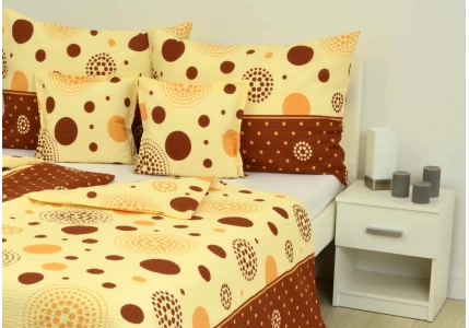 Krepové povlečení Hnědá kolečka