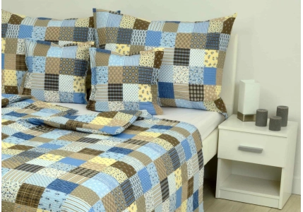 Krepové povlečení Modrý patchwork