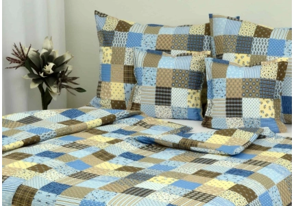 Krepové povlečení Modrý patchwork