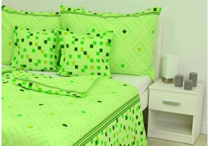Krepové povlečení Zelenkavé čtverečky