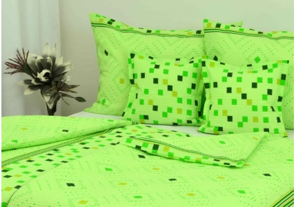 Krepové povlečení Zelenkavé čtverečky