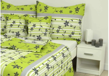 Krepové povlečení Zelenošedivé kvítky