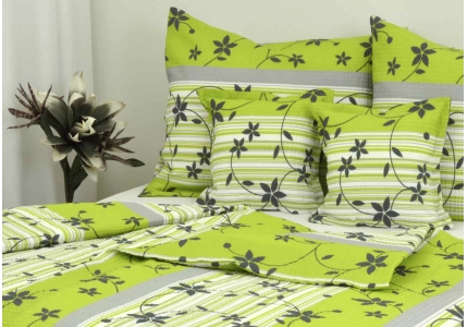 Krepové povlečení Zelenošedivé kvítky