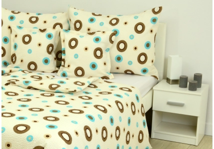 Krepové povlečení Béžové hnědomodrá kola