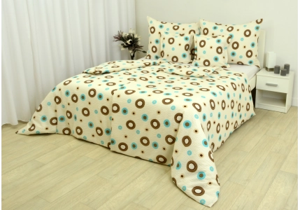 Krepové povlečení Béžové hnědomodrá kola