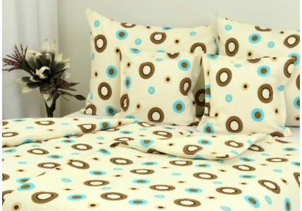 Krepové povlečení Béžové hnědomodrá kola