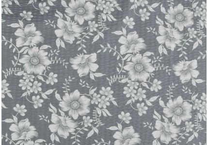 Krepové povlečení Bílé kytky na šedivém