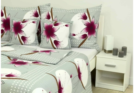 Krepové povlečení Bordová kytka