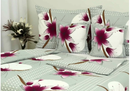 Krepové povlečení Bordová kytka