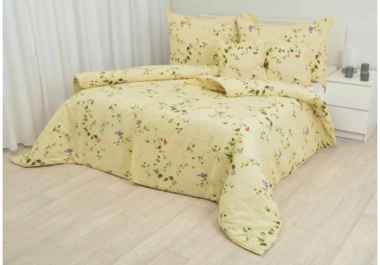 Krepové povlečení Smetanová s kytkou