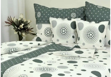 Krepové povlečení Šedivá kolečka