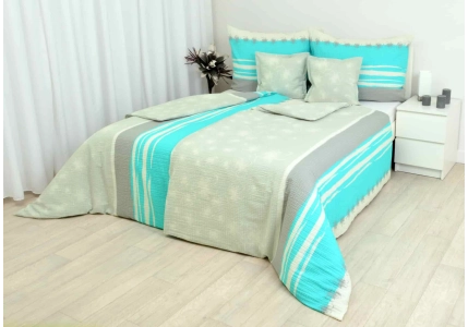 Krepové povlečení Šedo tyrkysové pruhy