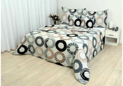 Krepové povlečení Hnědočerná kola