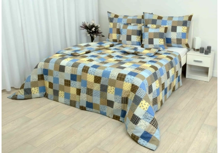 Krepové povlečení Modrý patchwork