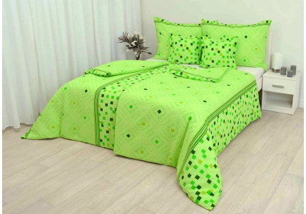 Krepové povlečení Zelenkavé čtverečky