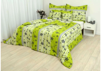 Krepové povlečení Zelenošedivé kvítky