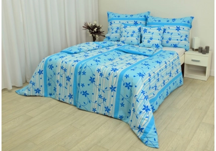 Krepové povlečení Modré kvítky