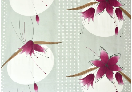 Bavlněný satén Bordová kytka  II. jakost