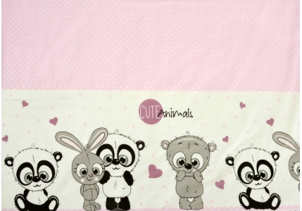 Bavlněné povlečení Roztomilá zvířátka na růžovém