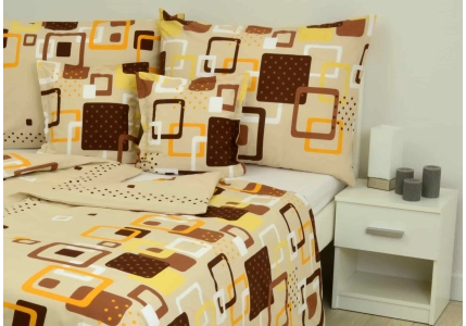 Bavlněné povlečení LUX Hnědooranžové kostky