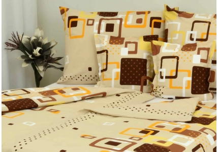 Bavlněné povlečení LUX Hnědooranžové kostky