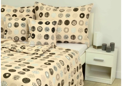 Bavlněné povlečení LUX Béžová s černým ornamentem