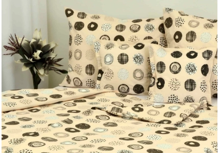 Bavlněné povlečení LUX Béžová s černým ornamentem