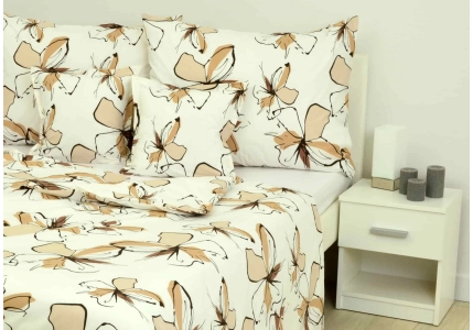 Bavlněné povlečení LUX Béžová s kytkou