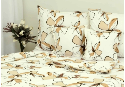 Bavlněné povlečení LUX Béžová s kytkou