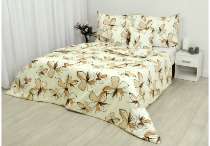 Bavlněné povlečení LUX Béžová s kytkou