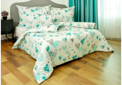 Bavlněné povlečení LUX Zelenkavá srdce