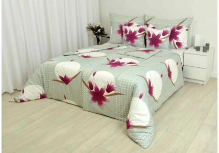 Bavlněný satén Bordová kytka  II. jakost