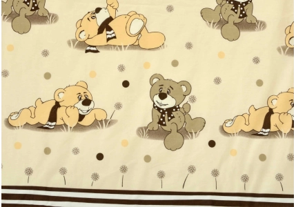 Medvídek s pampeliškou hnědý (bavlna dětská obrazová) 90x135 II. Jakost